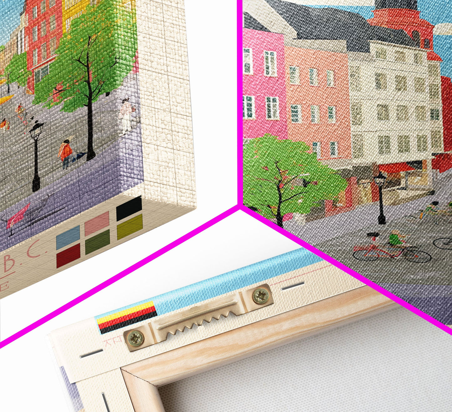 Aalborg Denmark Travel Poster Framed Canvas Print, Midcentury Modern Art, Pop Art Decor, Wall Art, Vacation Gift, Living Room Decoration, Scenic Print