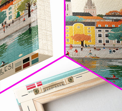 Acharnes Greece Travel Poster Framed Canvas Print, Midcentury Modern Art, Pop Art Decor, Scenic View Wall Art, Vacation Gift, Home Decoration, Living Room Print