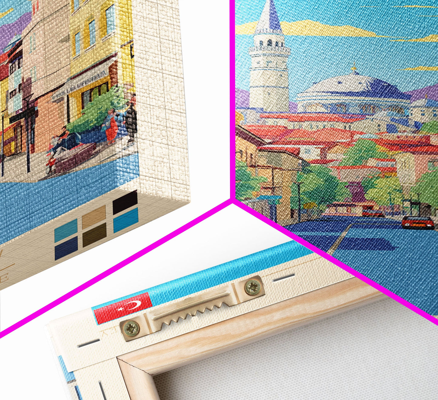 Ankara Turkey Travel Poster Framed Canvas Print, Midcentury Modern Art, Pop Art Wall Decor, Home Decor, Vacation Gift, Living Room Art