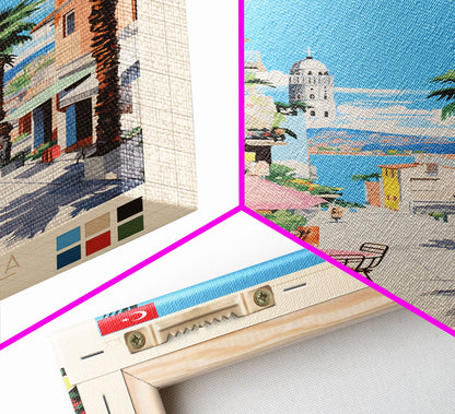 Antalya Turkey Travel Poster Framed Canvas Print, Midcentury Modern Art, Pop Art Wall Decor, Home Decor, Vacation Gift, Living Room Art