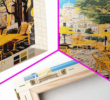 Athens Greece Travel Poster Framed Canvas Print, Midcentury Modern Art, Pop Art Wall Decor, Home Decor, Vacation Gift, Living Room Art