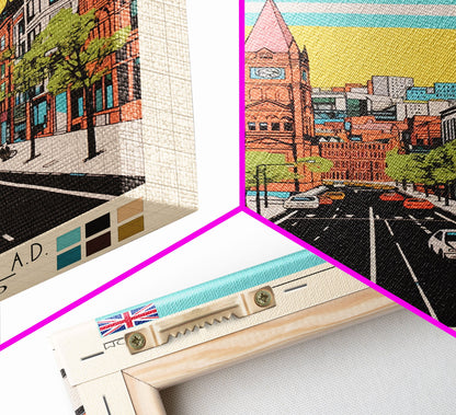 Belfast United Kingdom Travel Poster Framed Canvas Print, Midcentury Modern Art, Pop Art Wall Decor, Home Decor, Vacation Gift, Living Room Art