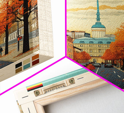 Berlin Germany Travel Poster Framed Canvas Print, Midcentury Modern Art, Pop Art Wall Decor, Home Decor, Vacation Gift, Living Room Art