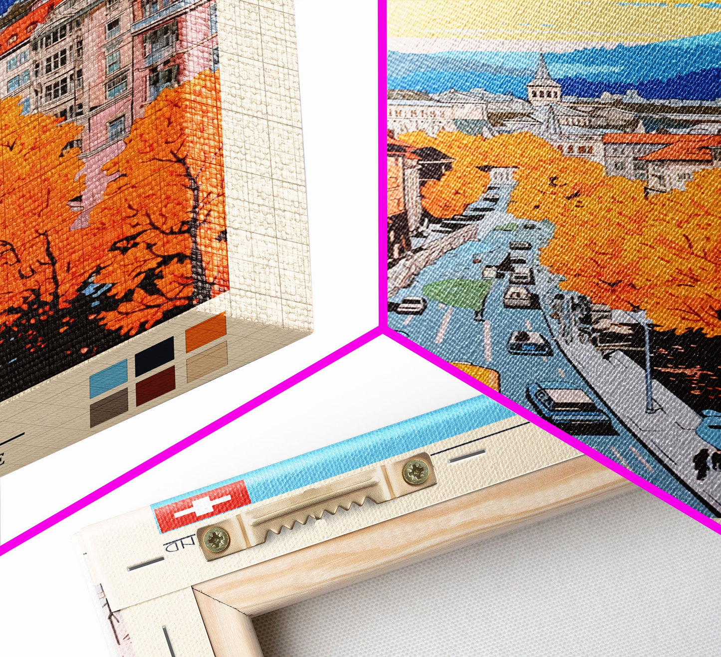 Bern Switzerland Travel Poster Framed Canvas Print, Midcentury Modern Art, Pop Art Wall Decor, Home Decor, Vacation Gift, Living Room Art