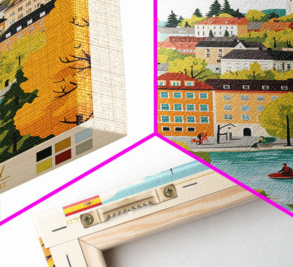 Borås Sweden Travel Poster Framed Canvas Print, Modern Art, Pop Art Wall Decor, Home Decor, Living Room Art, Artistic Gift