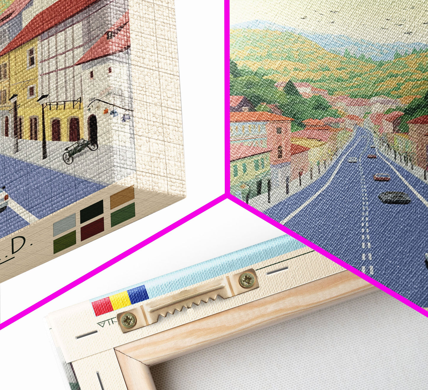 Brașov Romania Travel Poster Framed Canvas Print, Midcentury Modern Art, Pop Art Wall Decor, Home Decor, Vacation Gift, Living Room Art