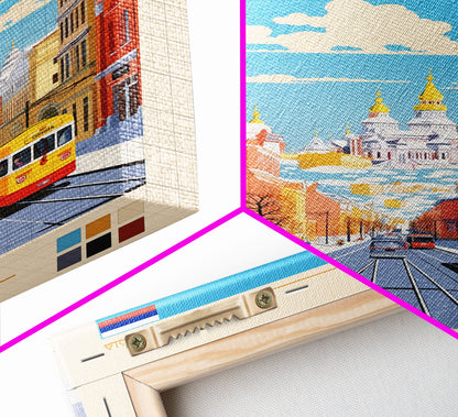 Cherepovets Russia Travel Poster Framed Canvas Print, Midcentury Modern Art, Pop Art Wall Decor, Home Decor, Vacation Gift, Living Room Art