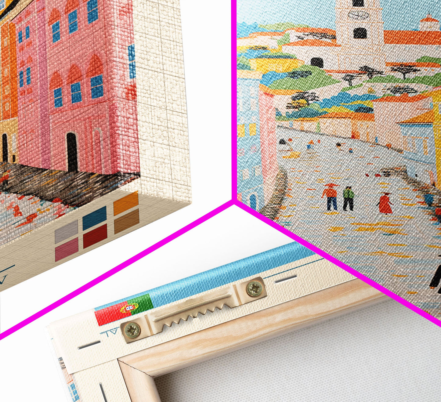 Coimbra Portugal Travel Poster Framed Canvas Print, Midcentury Modern Art, Pop Art Wall Decor, Home Decor, Vacation Gift, Living Room Art