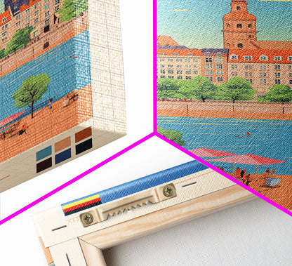 Dresden Germany Travel Poster Framed Canvas Print, Midcentury Modern Art, Pop Art Wall Decor, Home Decor, Vacation Gift, Living Room Art