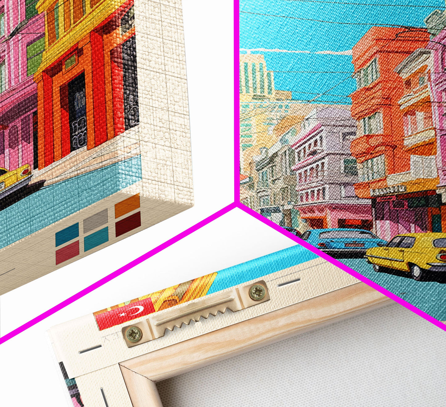 Eskişehir Turkey Travel Poster Framed Canvas Print, Midcentury Modern Art, Pop Art Wall Decor, Scenic Living Room Art, Bedroom Decor