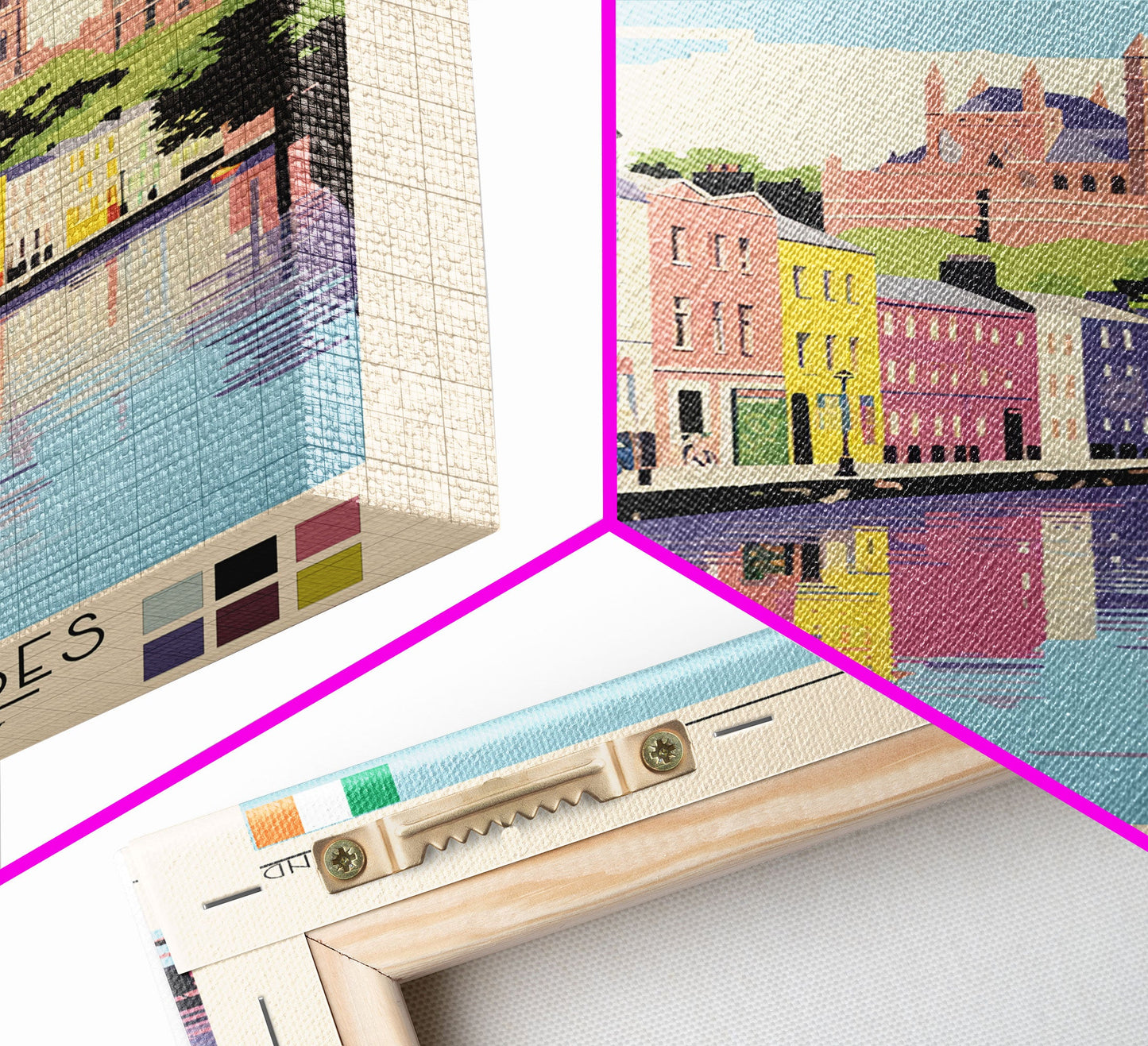 Galway Ireland Travel Poster Framed Canvas Print, Midcentury Modern Art, Pop Art Wall Decor, Scenic Bedroom Art, Office Decoration