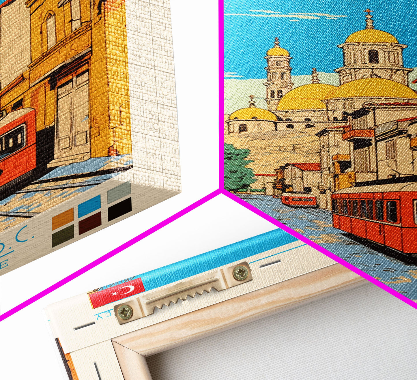 Gaziantep Turkey Travel Poster Framed Canvas Print, Midcentury Modern Art, Pop Art Wall Decor, Scenic Living Room Art, Bedroom Decor