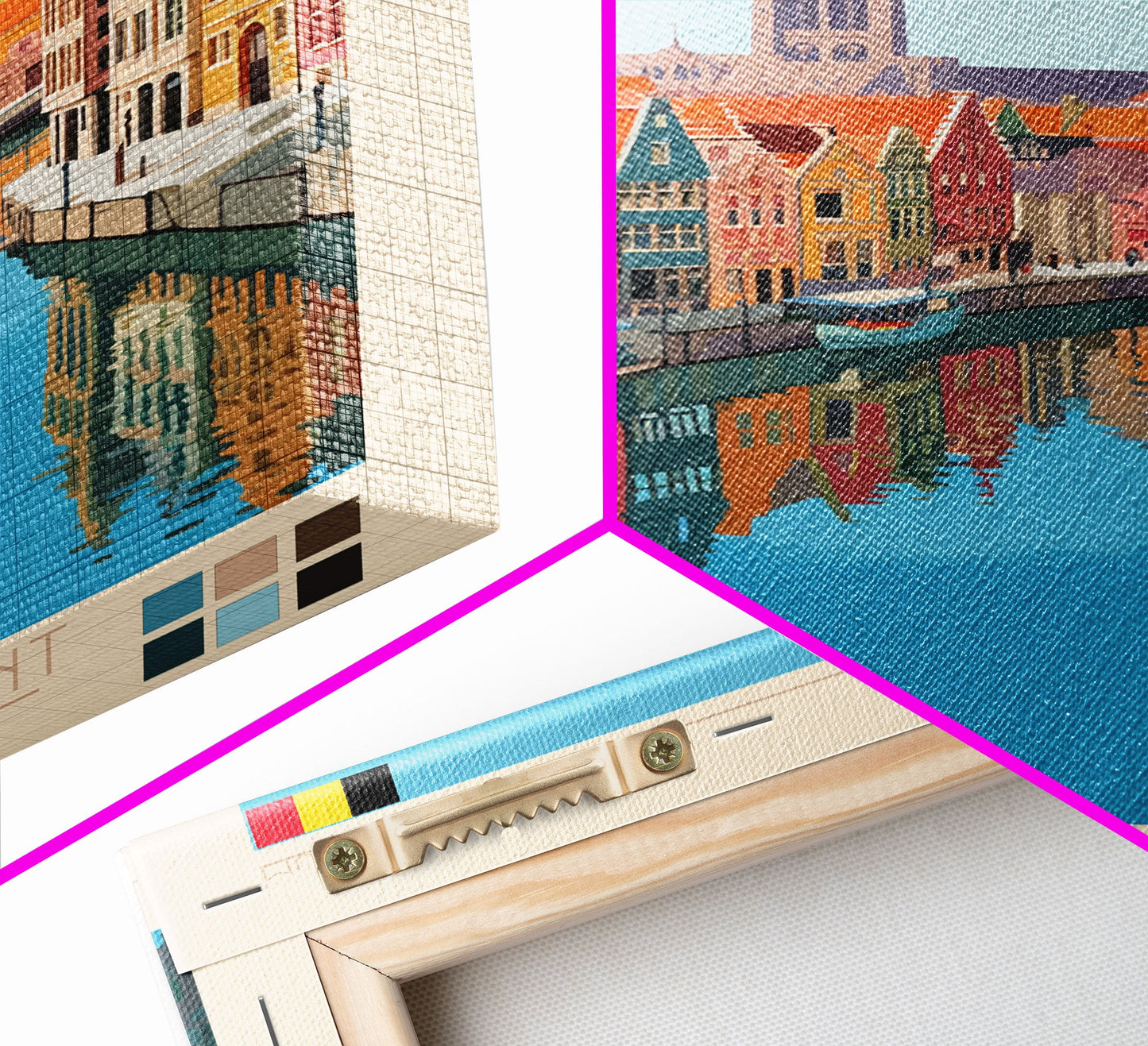 Ghent Belgium Travel Poster Framed Canvas Print, Midcentury Modern Art, Pop Art Wall Decor, Scenic Wall Art, Living Room Decoration, Office Art