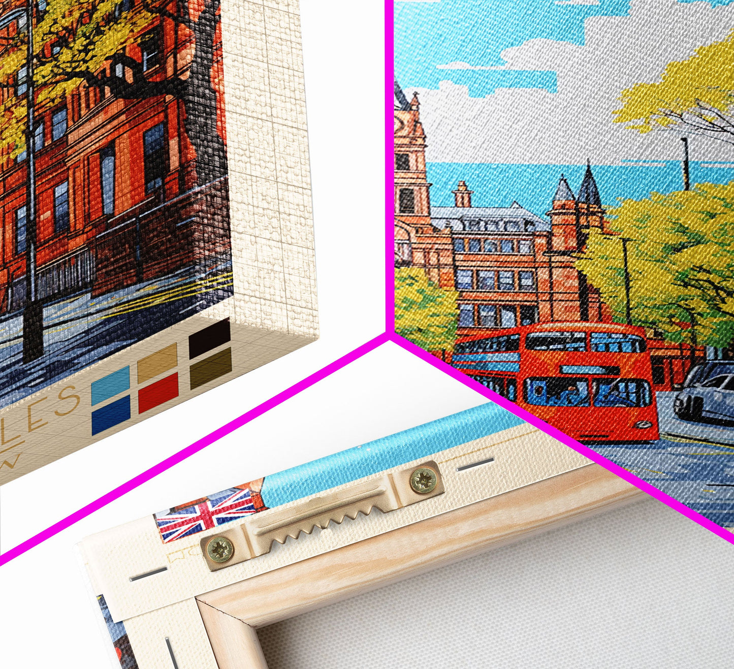 Glasgow United Kingdom Travel Poster Framed Canvas Print, Midcentury Modern Art, Pop Art Wall Decor, Scenic Bedroom Art, Office Decoration