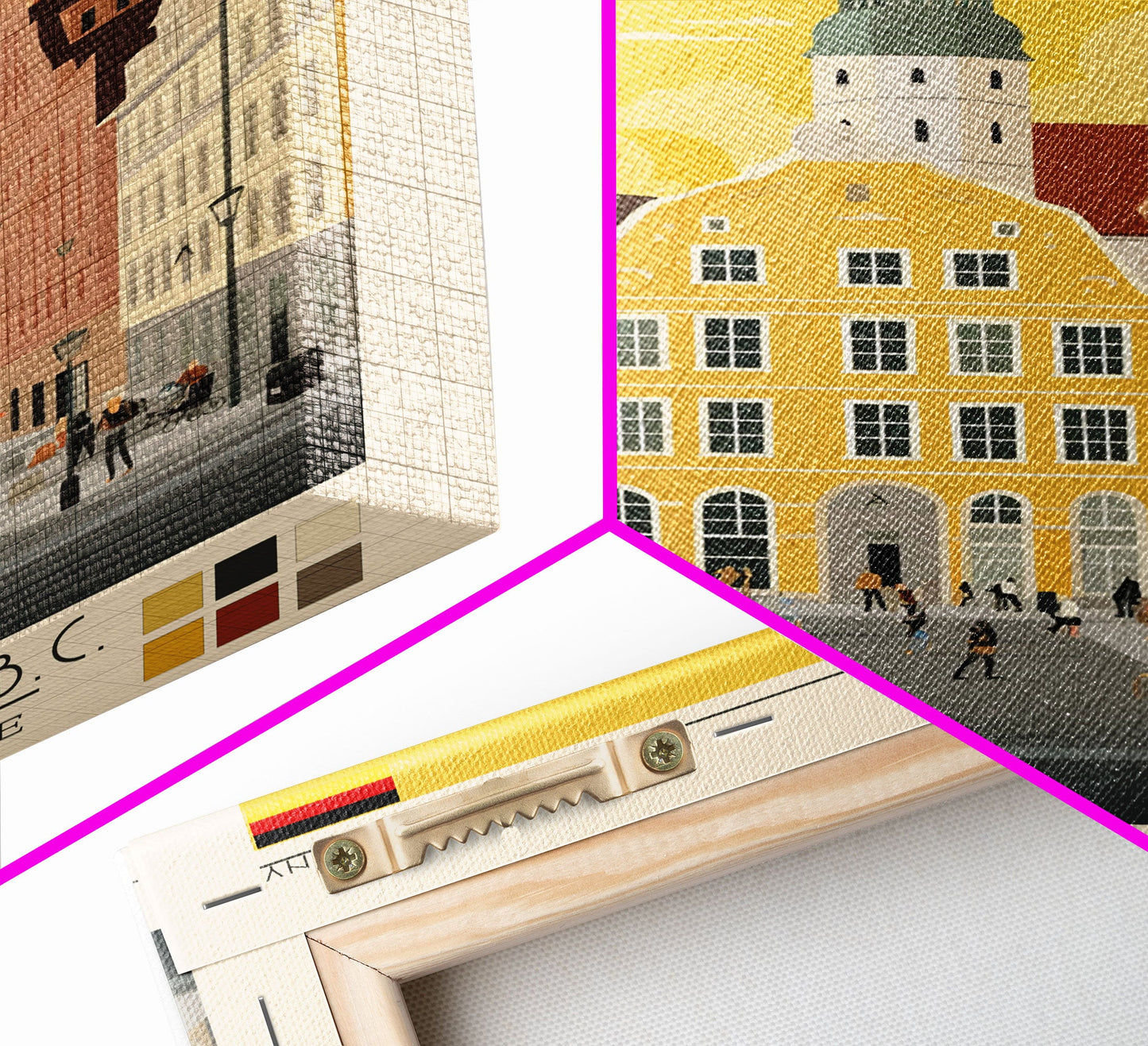 Halle Germany Travel Poster Framed Canvas Print, Midcentury Modern Art, Pop Art Wall Decor, Scenic Living Room Art, Bedroom Decor