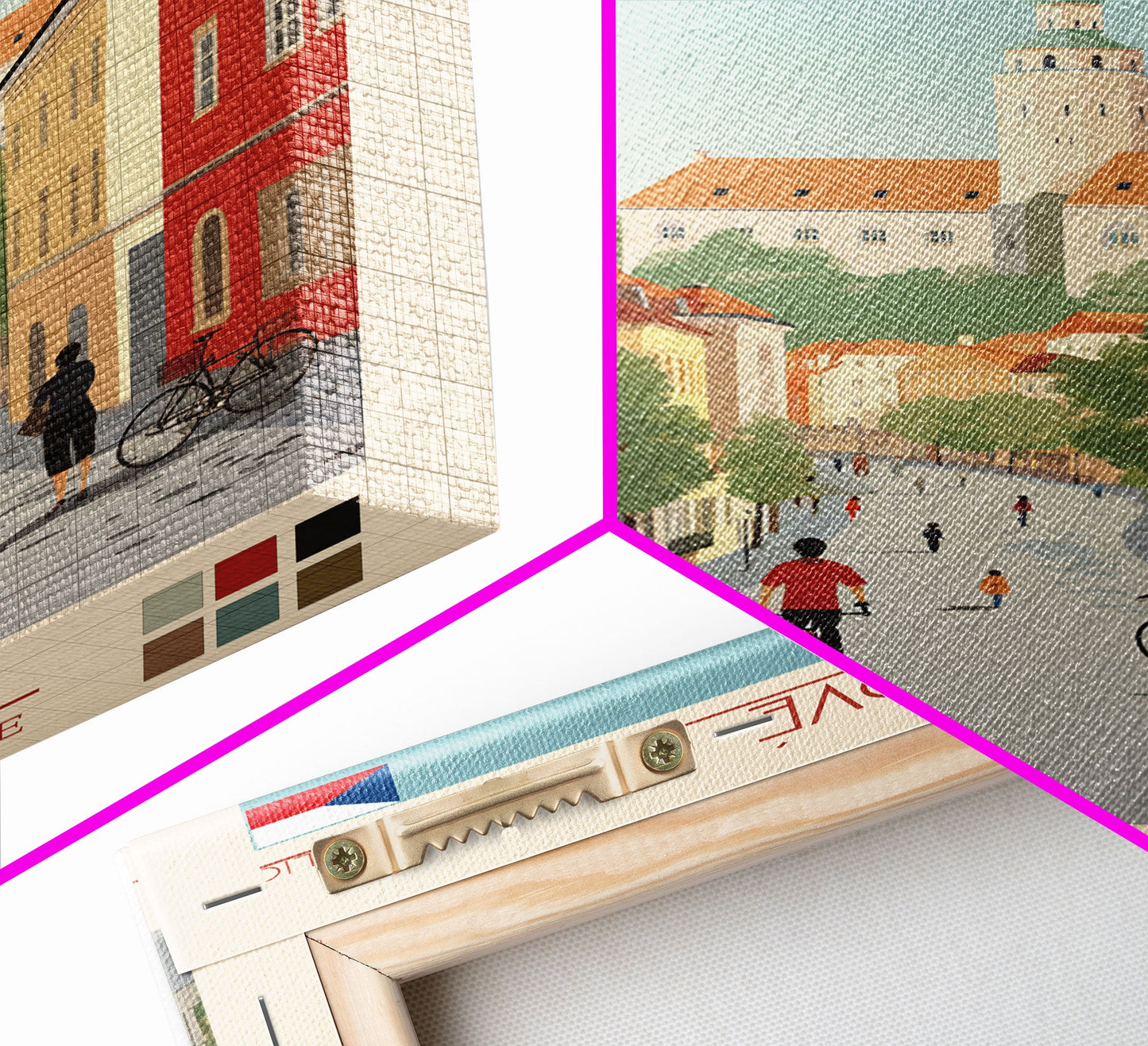 Hradec Králové Czech Republic Travel Poster Framed Canvas Print, Midcentury Modern Art, Pop Art Wall Decor, Scenic Living Room Art, Bedroom Gift