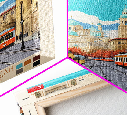 Kayseri Turkey Travel Poster Framed Canvas Print, Midcentury Modern Art, Pop Art Wall Decor, Scenic Wall Art, Living Room Decoration, Office Art