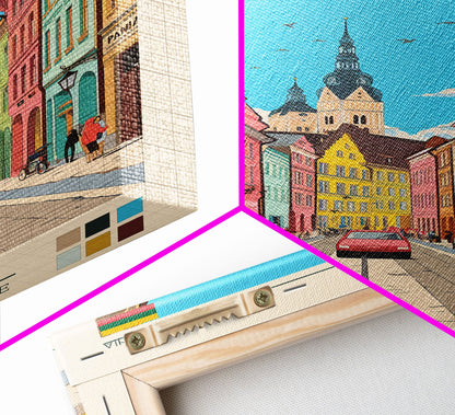 Klaipėda Lithuania Travel Poster Framed Canvas Print, Midcentury Modern Art, Pop Art Wall Decor, Home Decor, Vacation Gift, Office Art