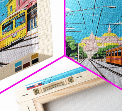 Kraljevo Serbia Travel Poster Framed Canvas Print, Midcentury Modern Art, Pop Art Wall Decor, Scenic Wall Art, Living Room Decoration, Office Gift