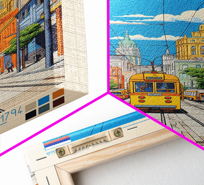 Krasnodar Russia Travel Poster Framed Canvas Print, Midcentury Modern Art, Pop Art Wall Decor, Scenic Wall Art, Living Room Decoration, Office Art