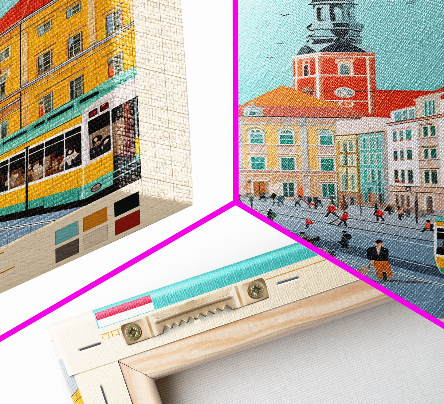 Lublin Poland Travel Poster Framed Canvas Print, Wall Decor, Midcentury Modern Art, Pop Art, Scenic Art for Bedroom and Living Room