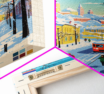 Mytishchi Russia Travel Poster Framed Canvas Print, Midcentury Modern Art, Pop Art Wall Decor, Scenic Living Room Art, Bedroom Decor