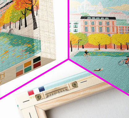 Nantes France Travel Poster Framed Canvas Print, Midcentury Modern Art, Pop Art Wall Decor, Scenic Wall Art, Bedroom Decoration