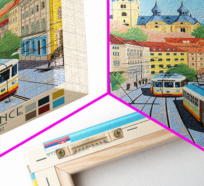 Nitra Slovakia Travel Poster Framed Canvas Print, Midcentury Modern Art, Pop Art Wall Decor, Scenic Wall Art, Living Room Decoration, Office Gift