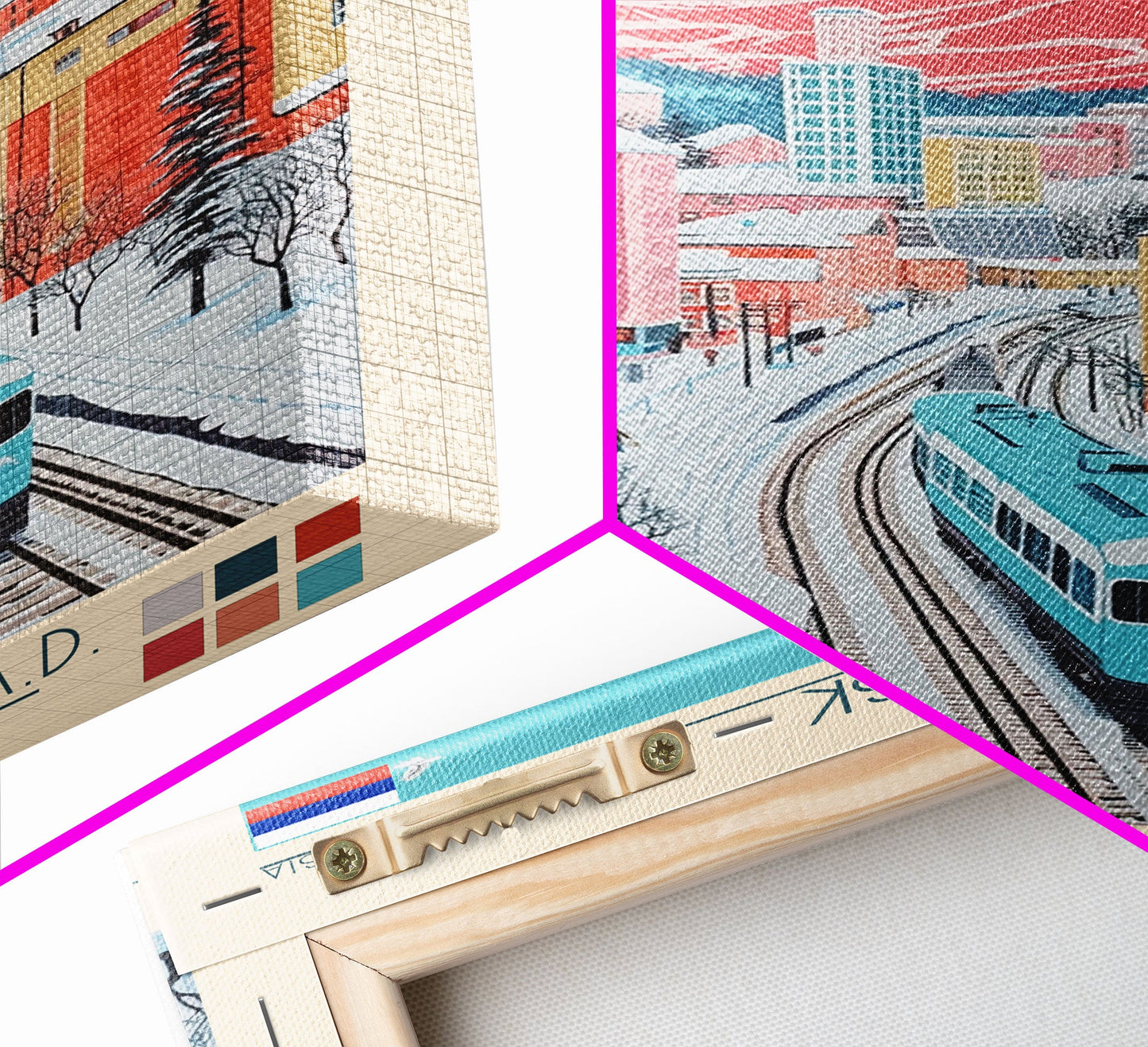 Novokuznetsk Russia Travel Poster Framed Canvas Print, Midcentury Modern Art, Pop Art Wall Decor, Scenic Wall Art, Living Room Decoration, Office Art