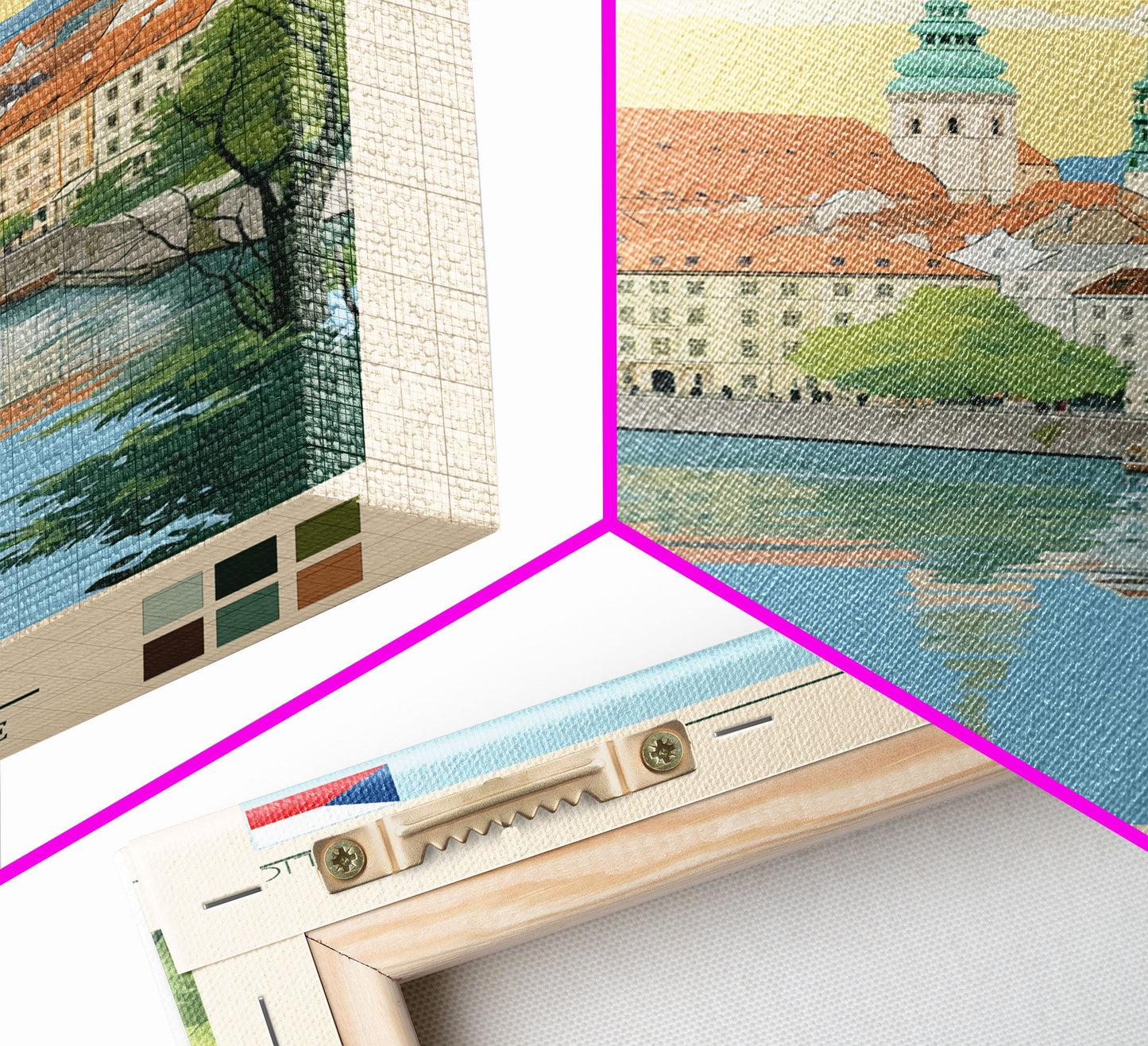 Olomouc Czech Republic Travel Poster Framed Canvas Print, Midcentury Modern Art, Pop Art Wall Decor, Scenic Wall Art, Living Room Decoration, Office Gift