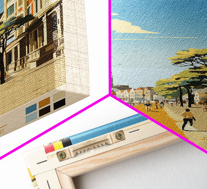 Ostend Belgium Travel Poster Framed Canvas Print, Midcentury Modern Art, Pop Art Wall Decor, Scenic Wall Art, Living Room Decoration, Office Art