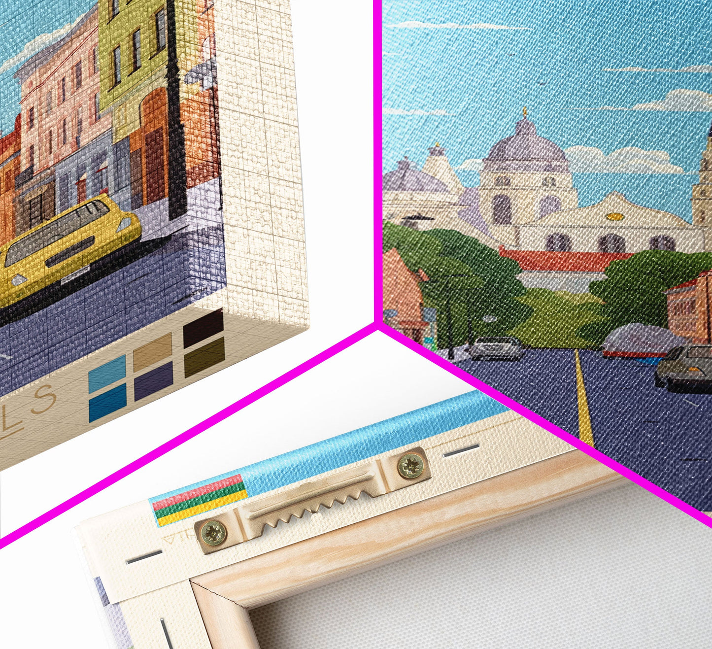 Panevėžys Lithuania Travel Poster Framed Canvas Print, Midcentury Modern Art, Pop Art Wall Decor, Scenic Living Room Art, Bedroom Gift