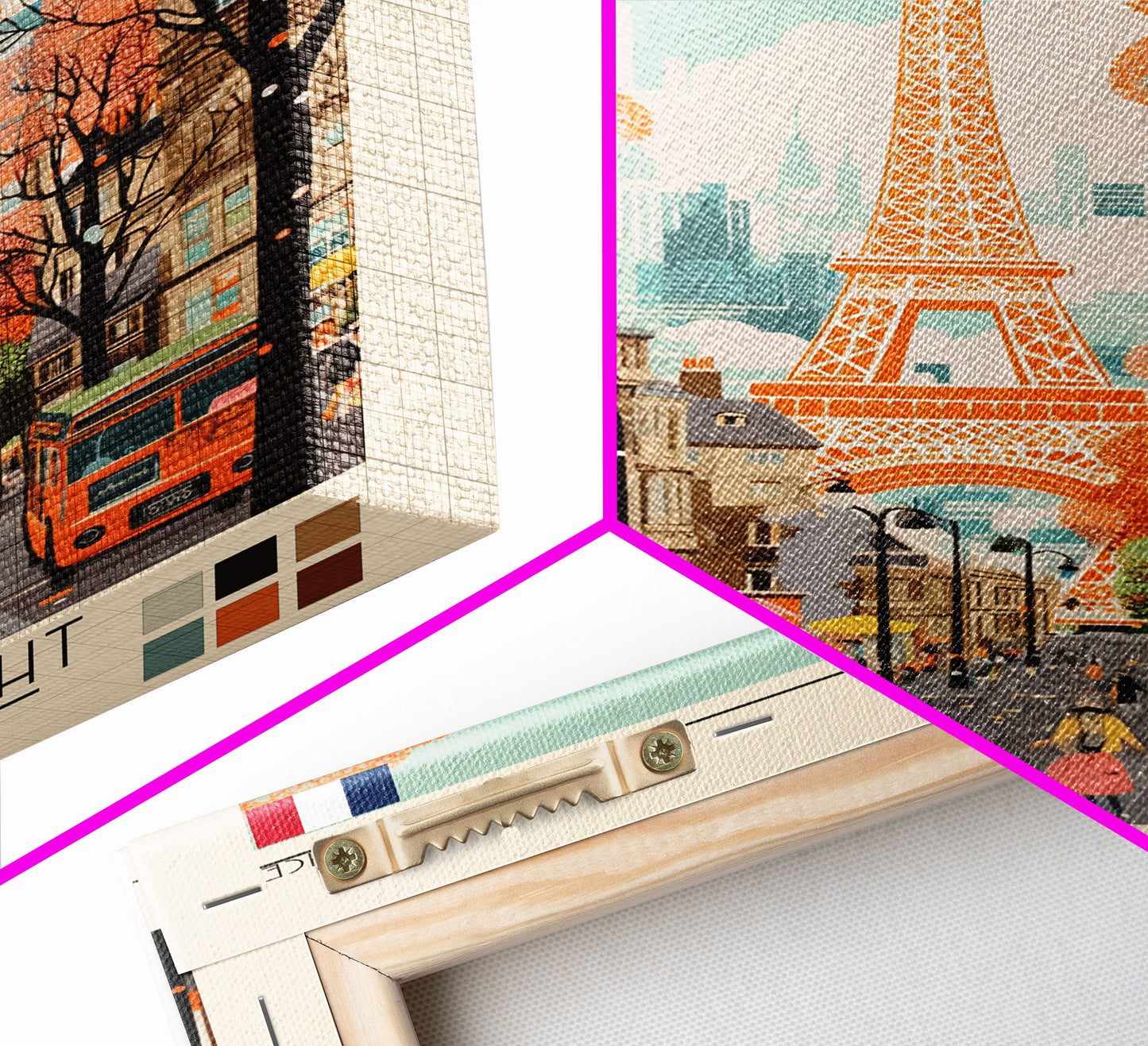 Paris France Travel Poster Framed Canvas Print, Midcentury Modern Art, Pop Art Wall Decor, Scenic Wall Art, Living Room Decoration, Office Gift