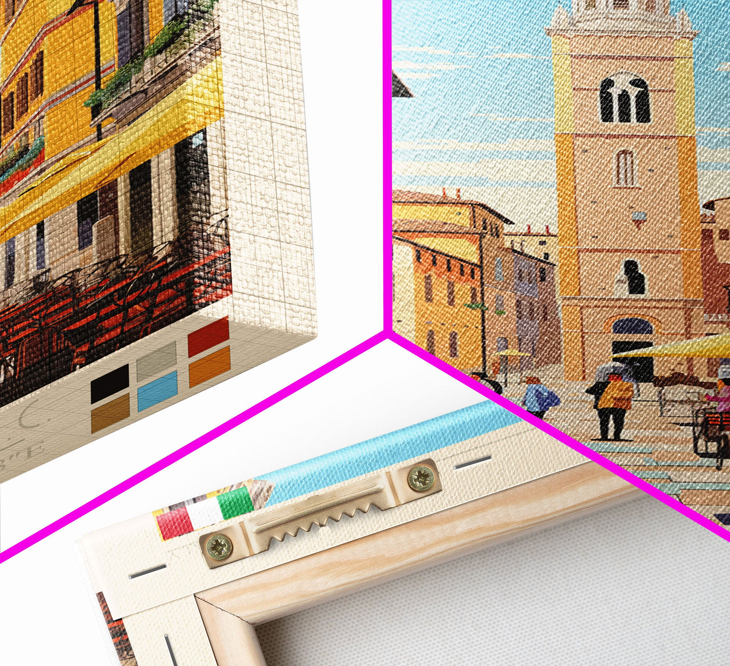 Parma Italy Travel Poster Framed Canvas Print, Midcentury Modern Art, Pop Art Wall Decor, Scenic Wall Art, Bedroom Decoration