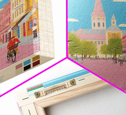 Pleven Bulgaria Travel Poster Framed Canvas Print, Midcentury Modern Art, Pop Art Wall Decor, Scenic Wall Art, Living Room Decoration, Office Gift