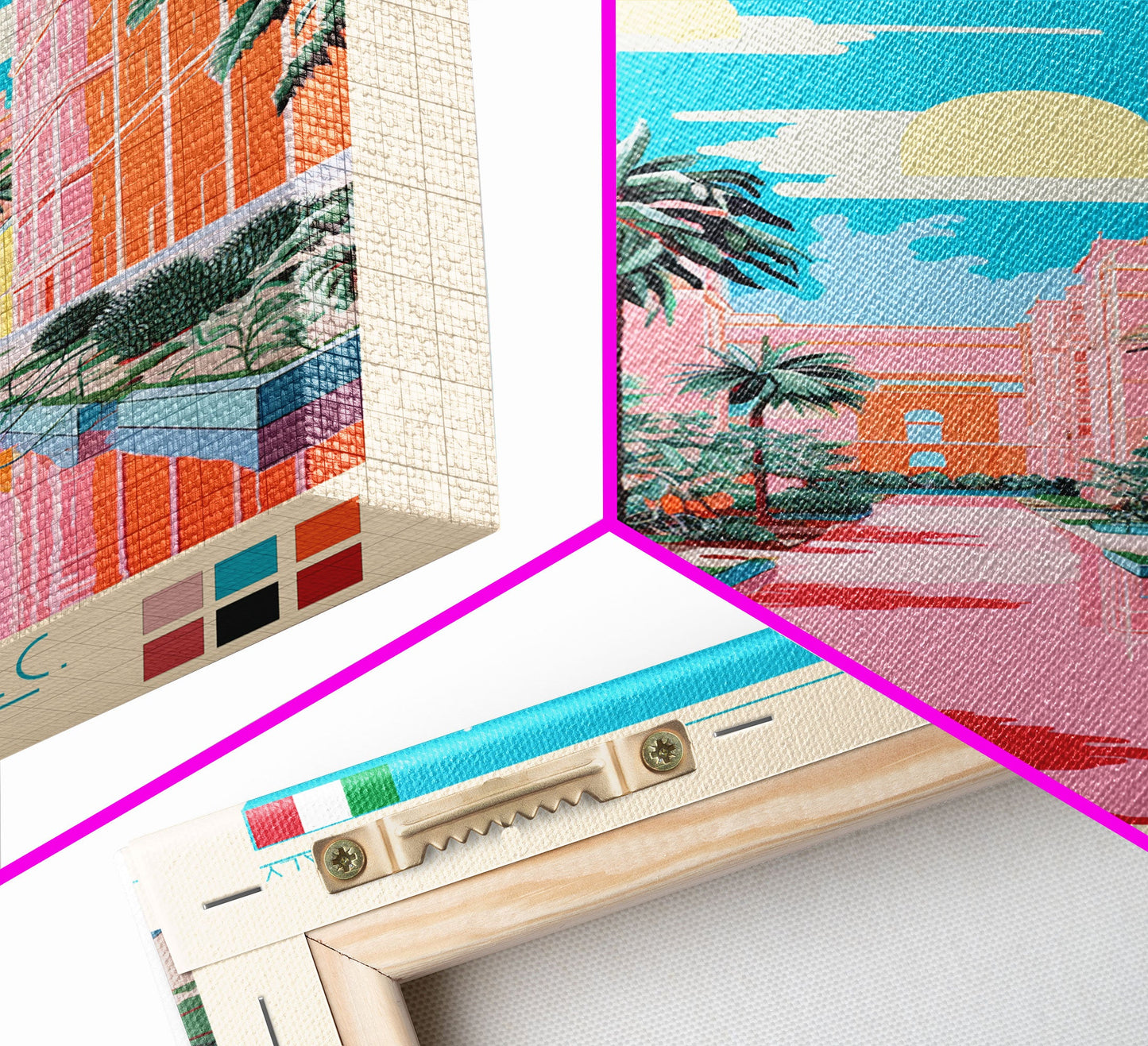 Reggio Emilia Italy Travel Poster Framed Canvas Print, Midcentury Modern Art, Pop Art Wall Decor, Scenic Wall Art, Living Room Decoration, Office Art