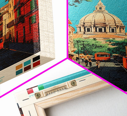 Rome Italy Travel Poster Framed Canvas Print, Midcentury Modern Art, Pop Art Wall Decor, Home Decor, Vacation Gift, Office Art