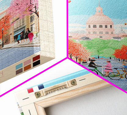 Saint-Étienne France Travel Poster Framed Canvas Print, Midcentury Modern Art, Pop Art Wall Decor, Living Room Art, Vacation Gift