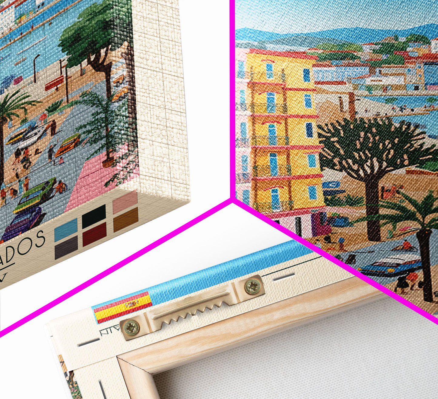 Santander Spain Travel Poster Framed Canvas Print, Midcentury Modern Art, Pop Art Wall Decor, Scenic Wall Art, Vacation Gift