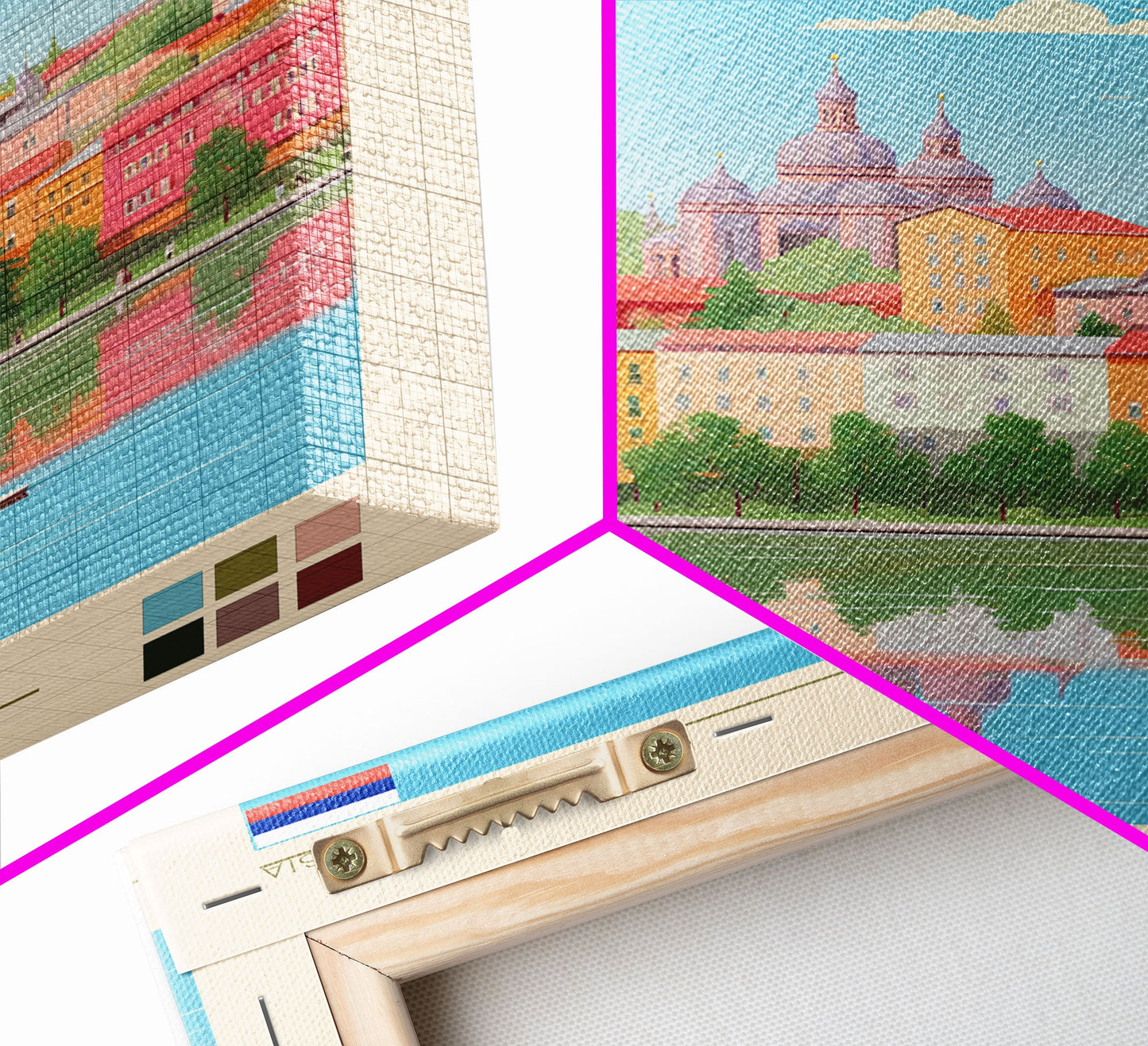 Saransk Russia Travel Poster Framed Canvas Print, Midcentury Modern Art, Pop Art Wall Decor, Living Room Art, Bedroom Decoration