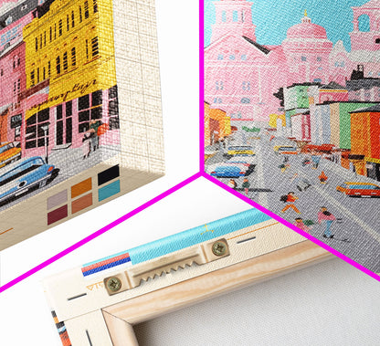 Shakhty Russia Travel Poster Framed Canvas Print, Midcentury Modern Art, Pop Art Wall Decor, Living Room Art, Bedroom Decoration