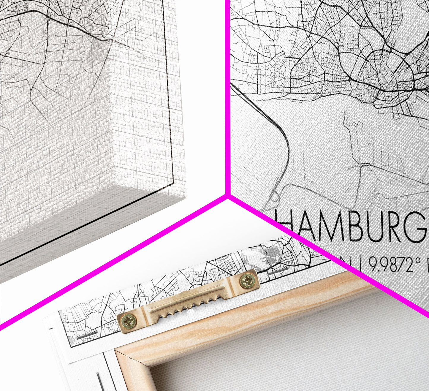 Stadtplan von Hamburg, Deutschlandkarte, Kartenkunst, Minimalistische Kunst, Wandbild, Leinwandbild, Europa-Wandbild, Geschenkideen für Väter, Wandbild fürs Büro, Einzigartige Kunst