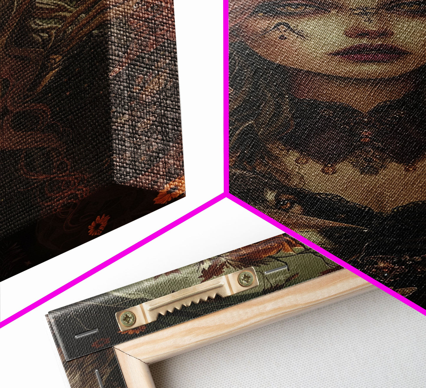 Die Hexe und der Wolf, Gruseliges Halloween-Wandbild, gerahmter Leinwanddruck, Gruselsaison, Hexenbild, Halloween-Dekoration und -Kunst, Saisonales