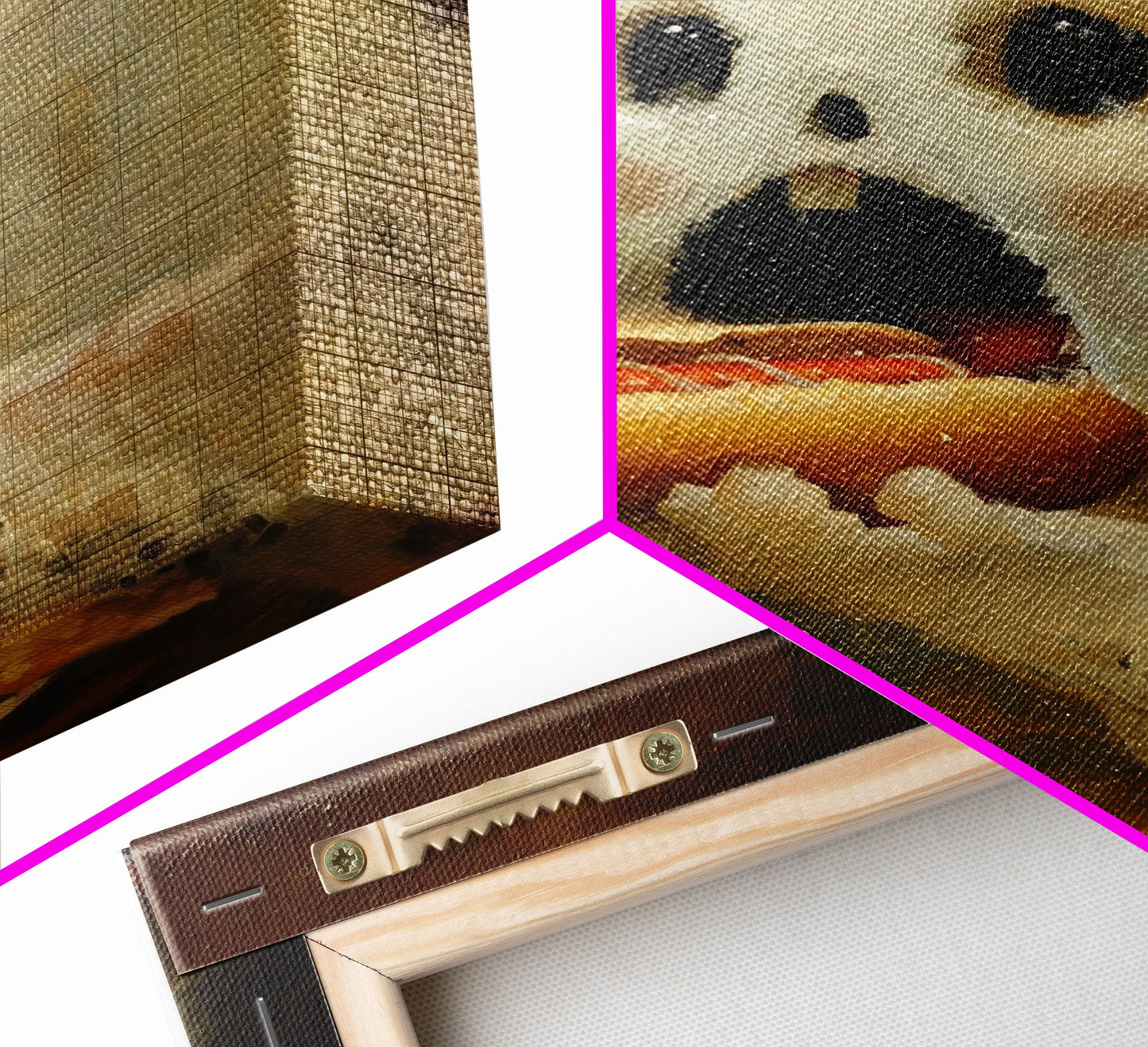 Ghostly Hot Dog Thief, Cute Lil Ghost Eatin' a Dog, The Hot Dog Ghost, Haunted Hot Dog Thief, Framed Canvas Print, Halloween Art