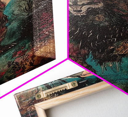 Halloween Horror Full Moon Werewolf Framed Canvas Print, Wall Art, Living Room Decor, Halloween Decor, Spooky Wall Hanging, Haunted House