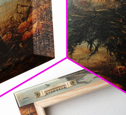 Sinister Scarecrow in Pumpkin Patch | Halloween Wall Art | Spooky Home Decor | Creepy Pumpkin Scarecrow Painting | Framed Canvas Print