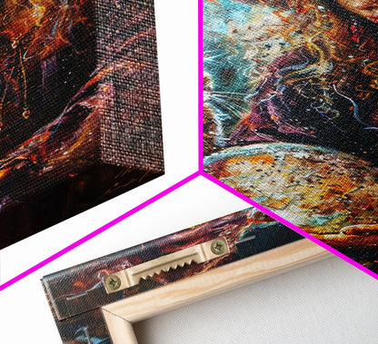 Enchanting Witch with Crystal Ball, Framed Canvas Print, Mystical Halloween Art, Spooky Witch Decor, Witchcraft Illustration, Magical Decor