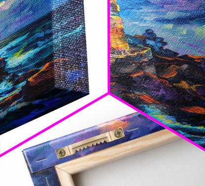 Stormy Lighthouse, Halloween Art Print, Spooky Home Decor, Framed Canvas Print, Creepy Art, Halloween Wall Decor, Seasonal Wall Art