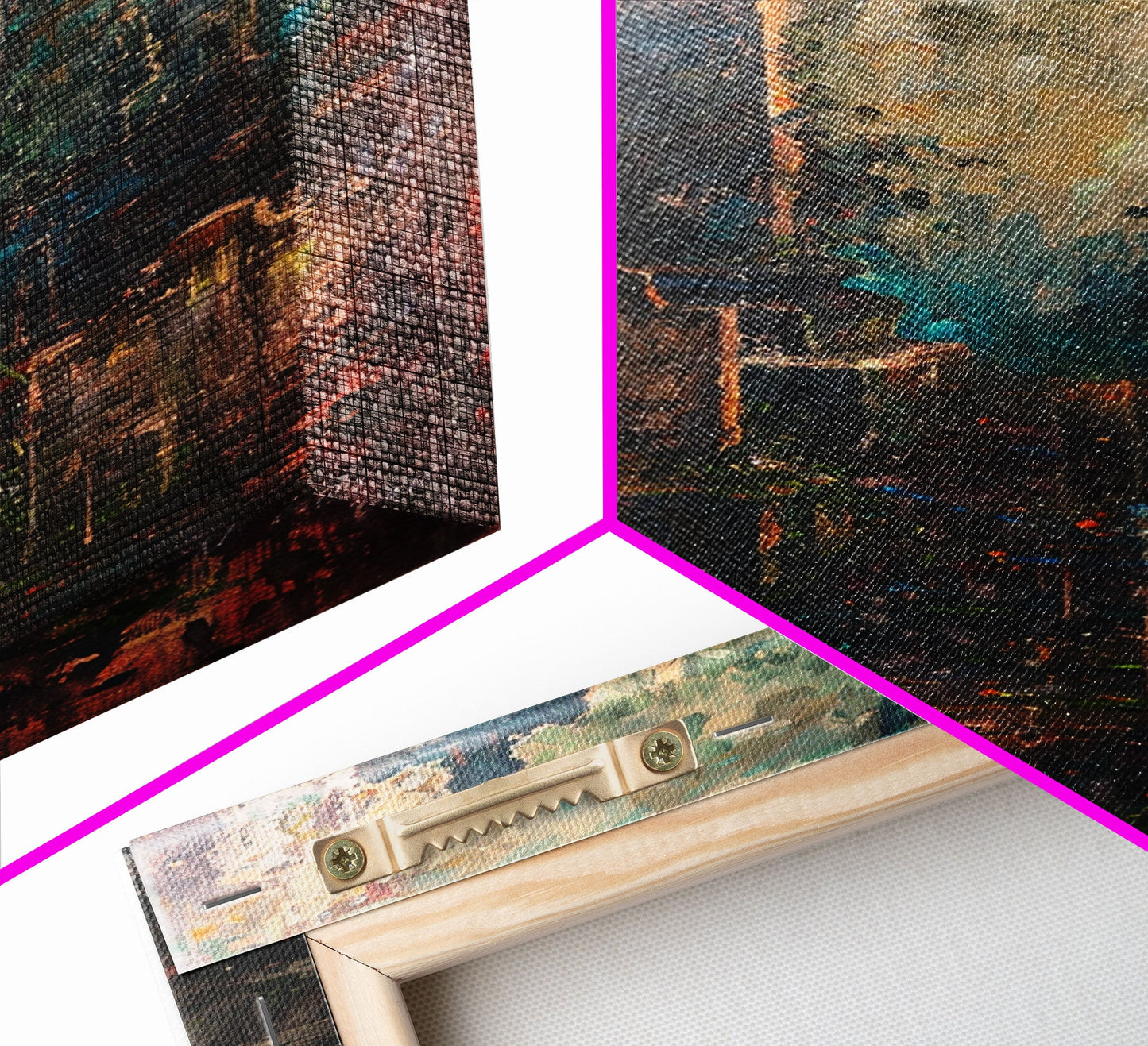 Düstere Friedhofskunst für Halloween, Gruselfriedhof, Spukfriedhof, unheimliche Grabsteine, dunkle Kunstwerke, gerahmter Leinwanddruck