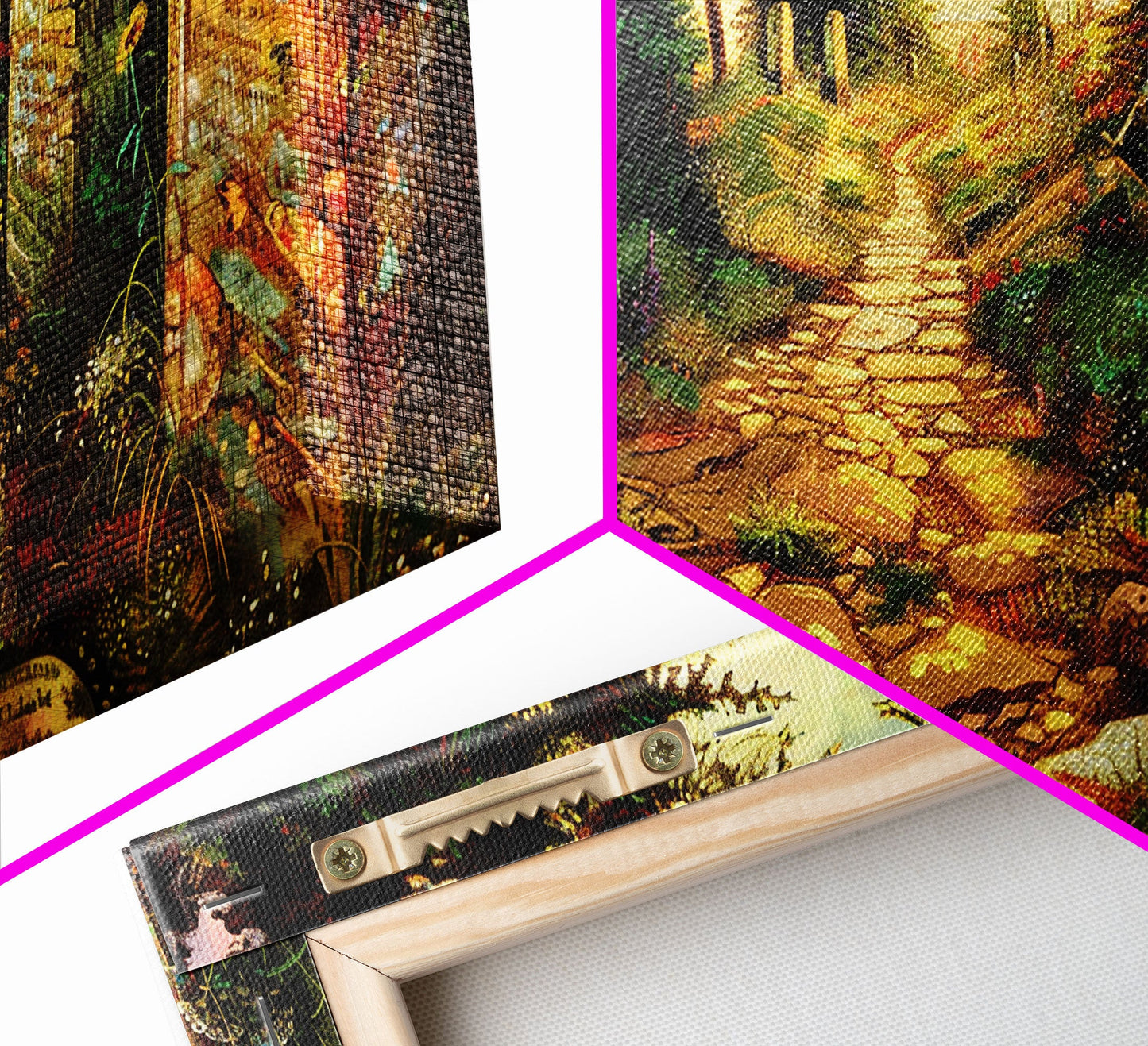 Haunted Cemetery In The Springtime, Framed Canvas Print, Colorful Halloween Decor, Halloween Wall Art